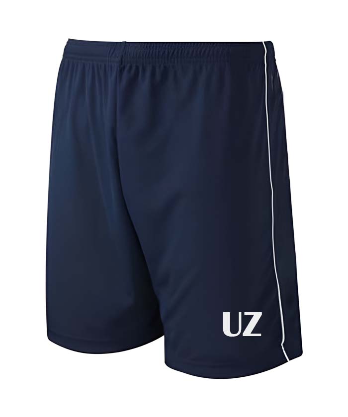 Navy-White-Text Men's Personalised Zippo Football Shorts - Image 1