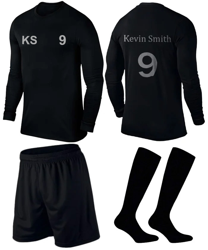 BlackKits Adults 7 ASide Personalized LS Football Kits - Image 1
