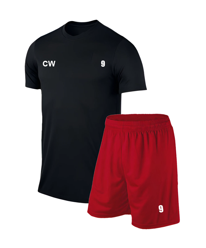 Printed Black-Red Adults Personalized Football Team Kit - Image 1